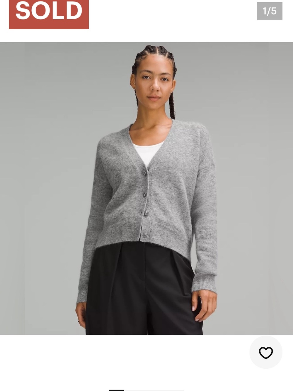 lululemon athletica alpaca Light Gray V-Neck Button Cardigan